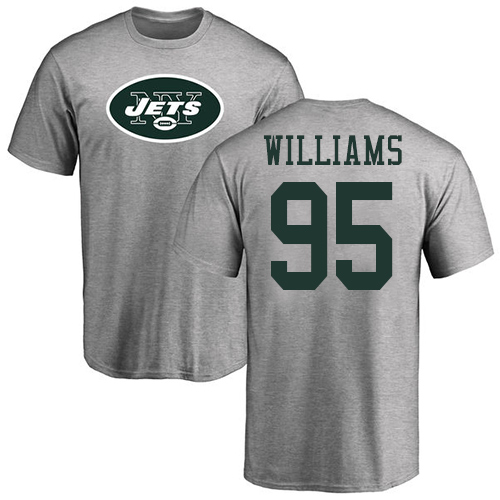 New York Jets Men Ash Quinnen Williams Name and Number Logo NFL Football #95 T Shirt->nfl t-shirts->Sports Accessory